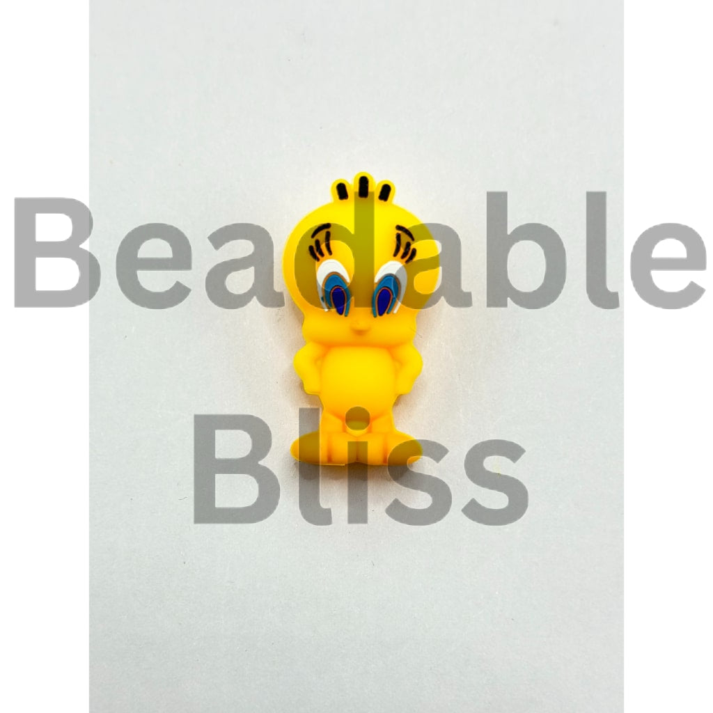 3D Cute Tweet Bird Silicone Focal Beads