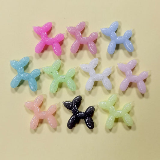 3D Luminous Glittery Puppy Dog Silicone Focal Beads, Random Mix