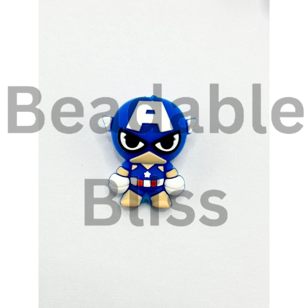 3D Cute Captain Americ Marve Super Her Silicone Focal Beads