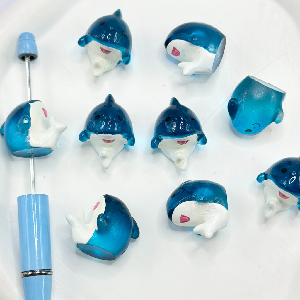 Adorable Dolphin Pen Topper Acrylic Beads, Around 22*27MM