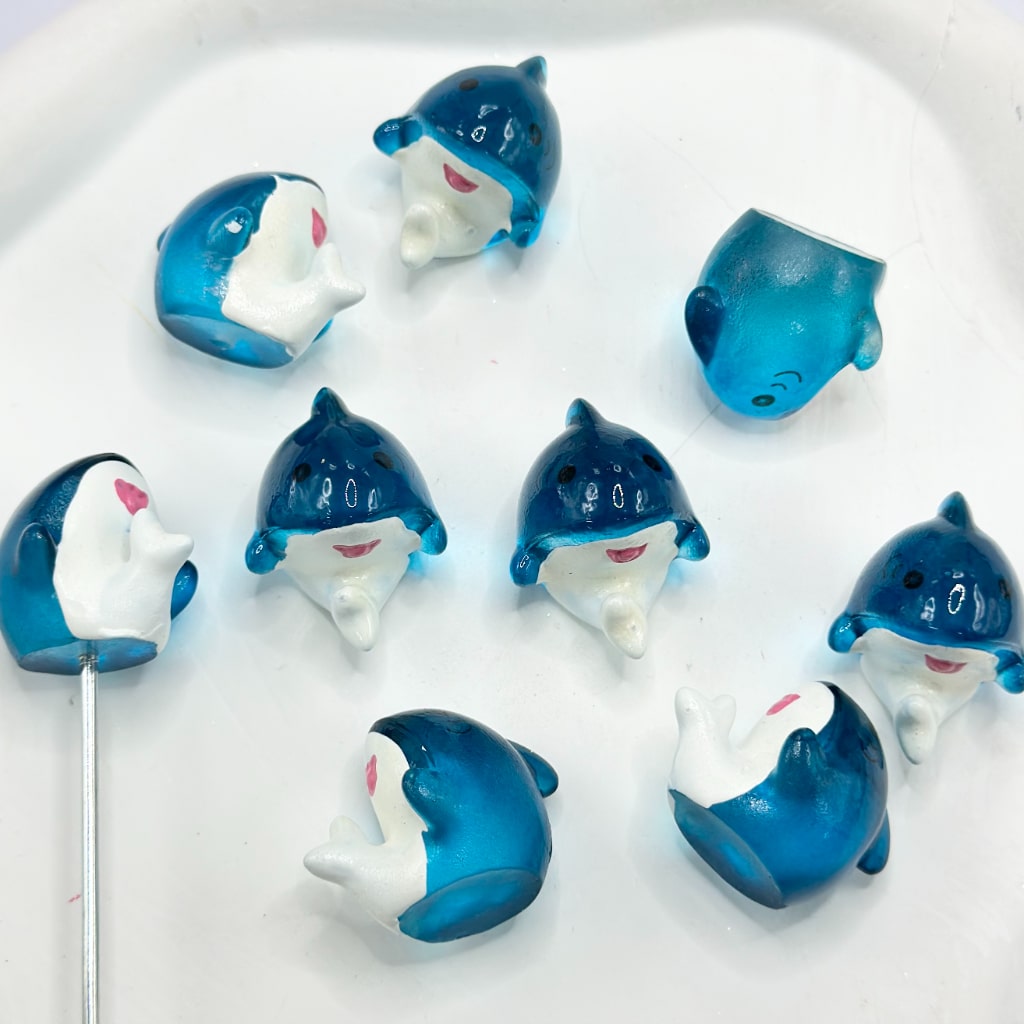 Adorable Dolphin Pen Topper Acrylic Beads, Around 22*27MM