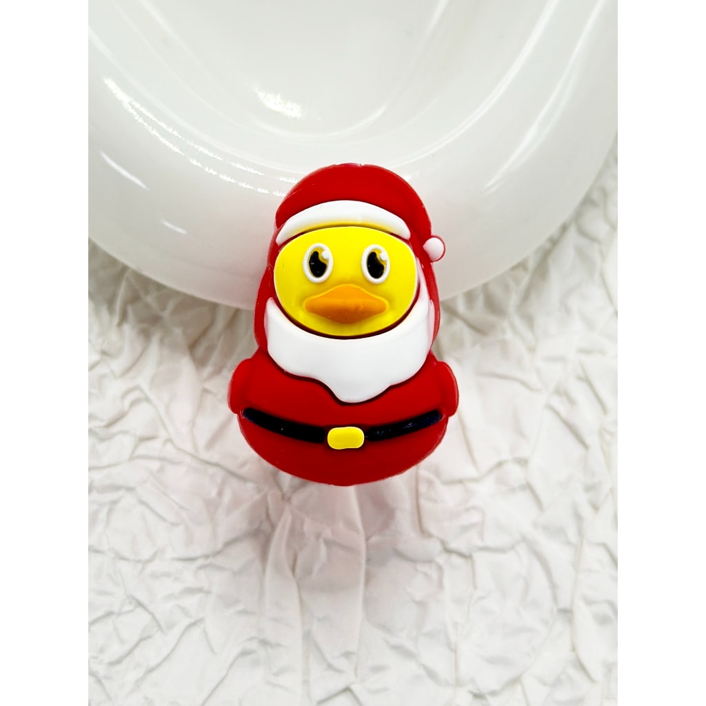 3D Cute Yellow Baby Duck in Christmas Hat Silicone Focal Beads