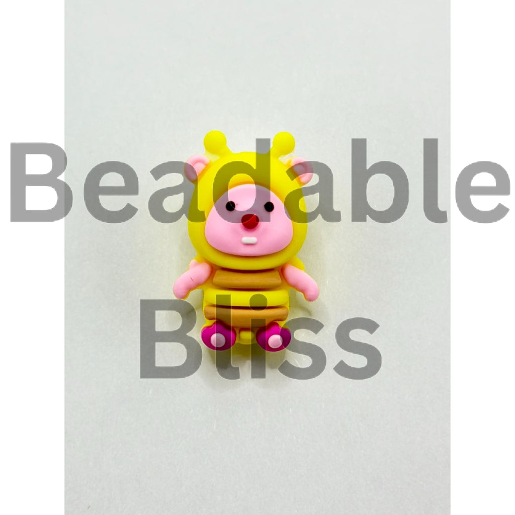 3D Little Cute Bee Loop Silicone Focal Beads