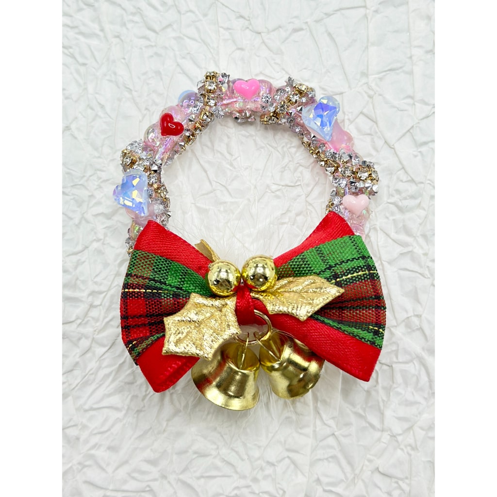 Bling Bling Christmas Bell Bowknot Leaf Heart Rhinestone Chain Ring Loop Acrylic Beads, Random Mix, Around 50MM