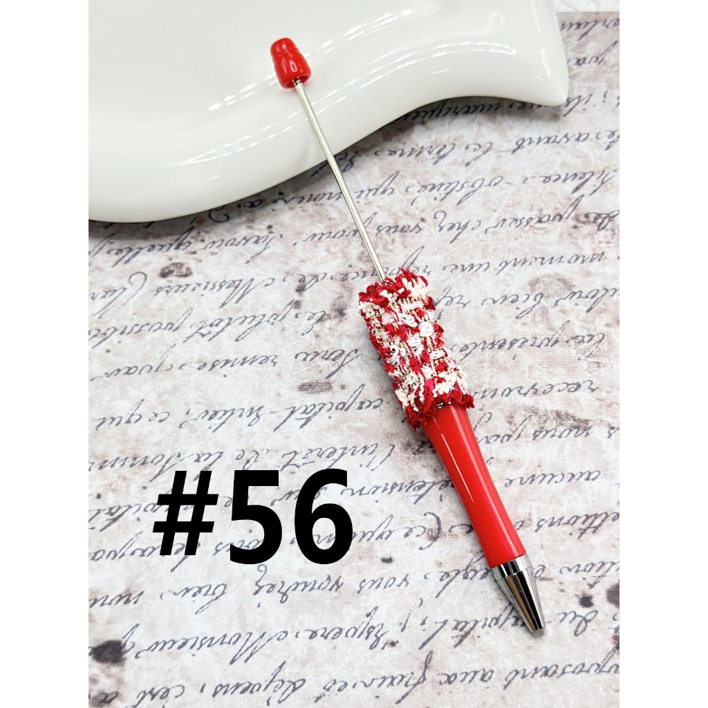 DIY Beadable Pen with Hand-made Fabric Wrap Small Shiny Flakes in Red Colors, Please Read the Description