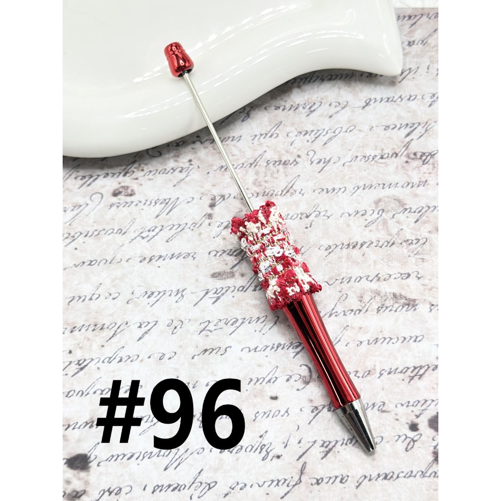 DIY Beadable Pen with Hand-made Fabric Wrap Small Shiny Flakes in Red Colors, Please Read the Description