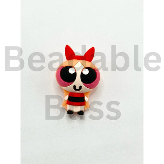 3D Cute Power Puf Girl Cartoon Silicone Focal Beads