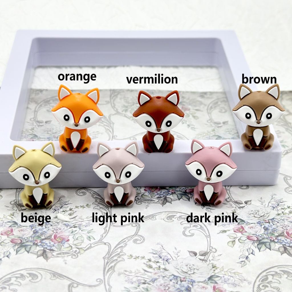 3D Mini Cute Fox Silicone Focal Beads