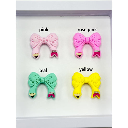 Cute Colorful Bowknot with Ribbon Silicone Focal Beads