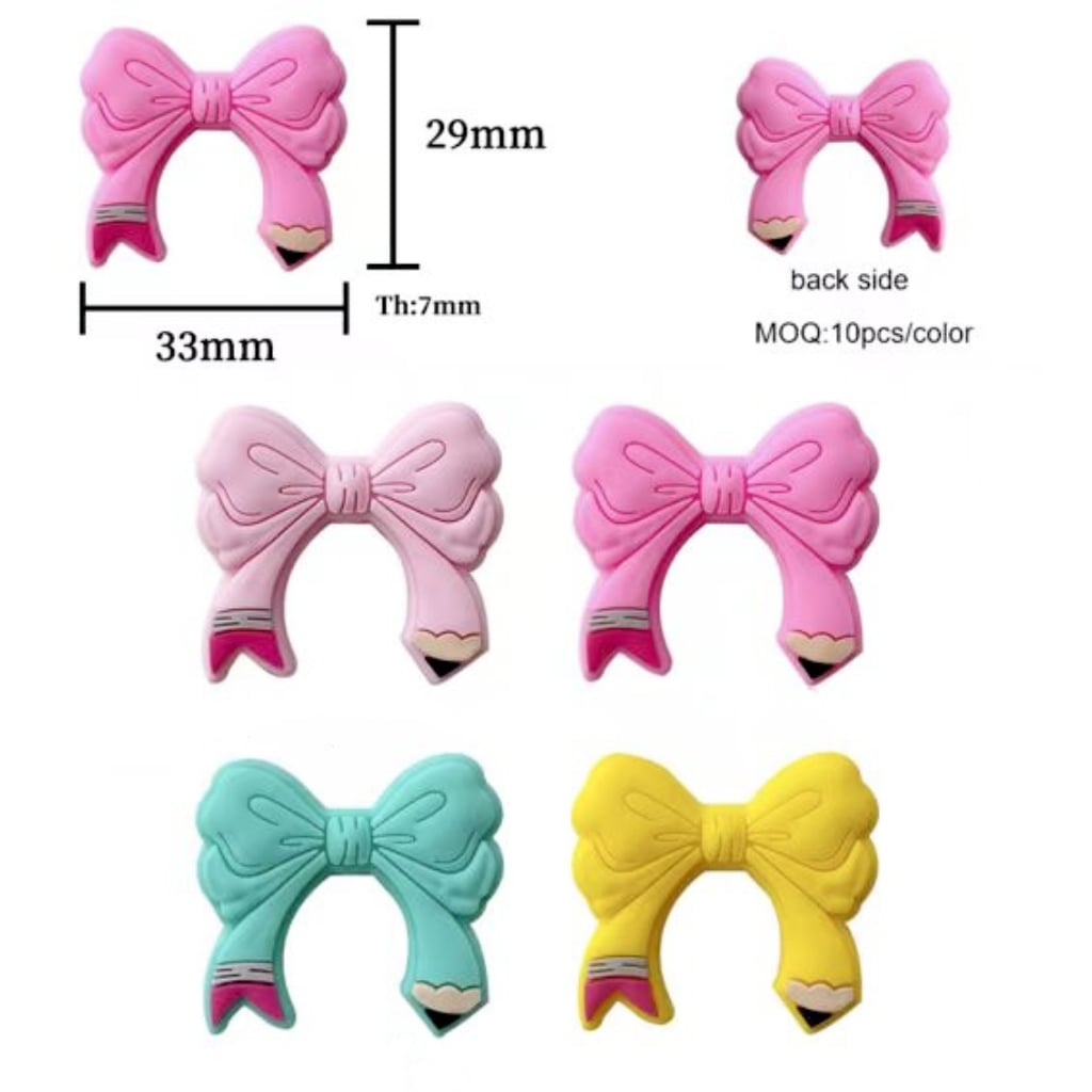 Cute Colorful Bowknot with Ribbon Silicone Focal Beads