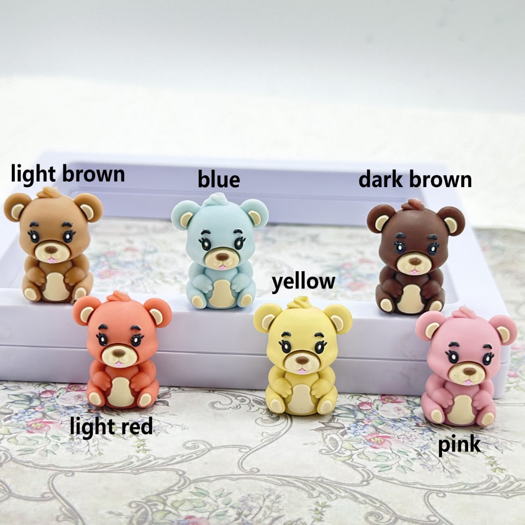 3D Cute Adorable Bears Silicone Focal Beads