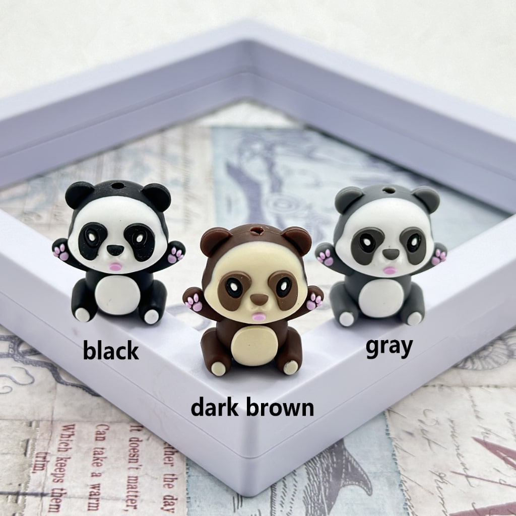 3D Cute Baby Panda Silicone Focal Beads