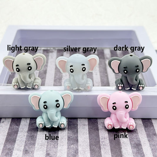 3D Cute Baby Elephant Silicone Focal Beads