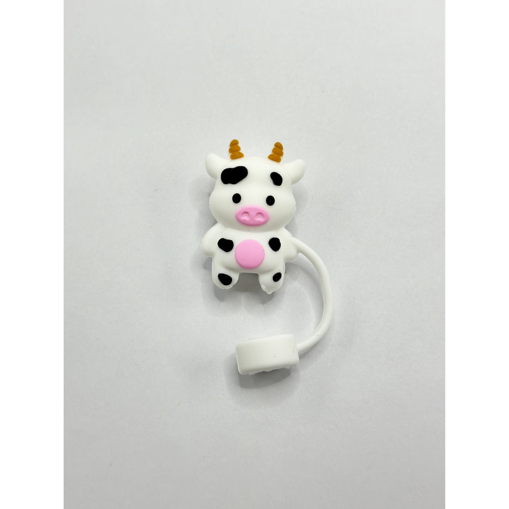 Little Cute Cow Calf Food Grade Cup Tumbler Silicone Straw Topper