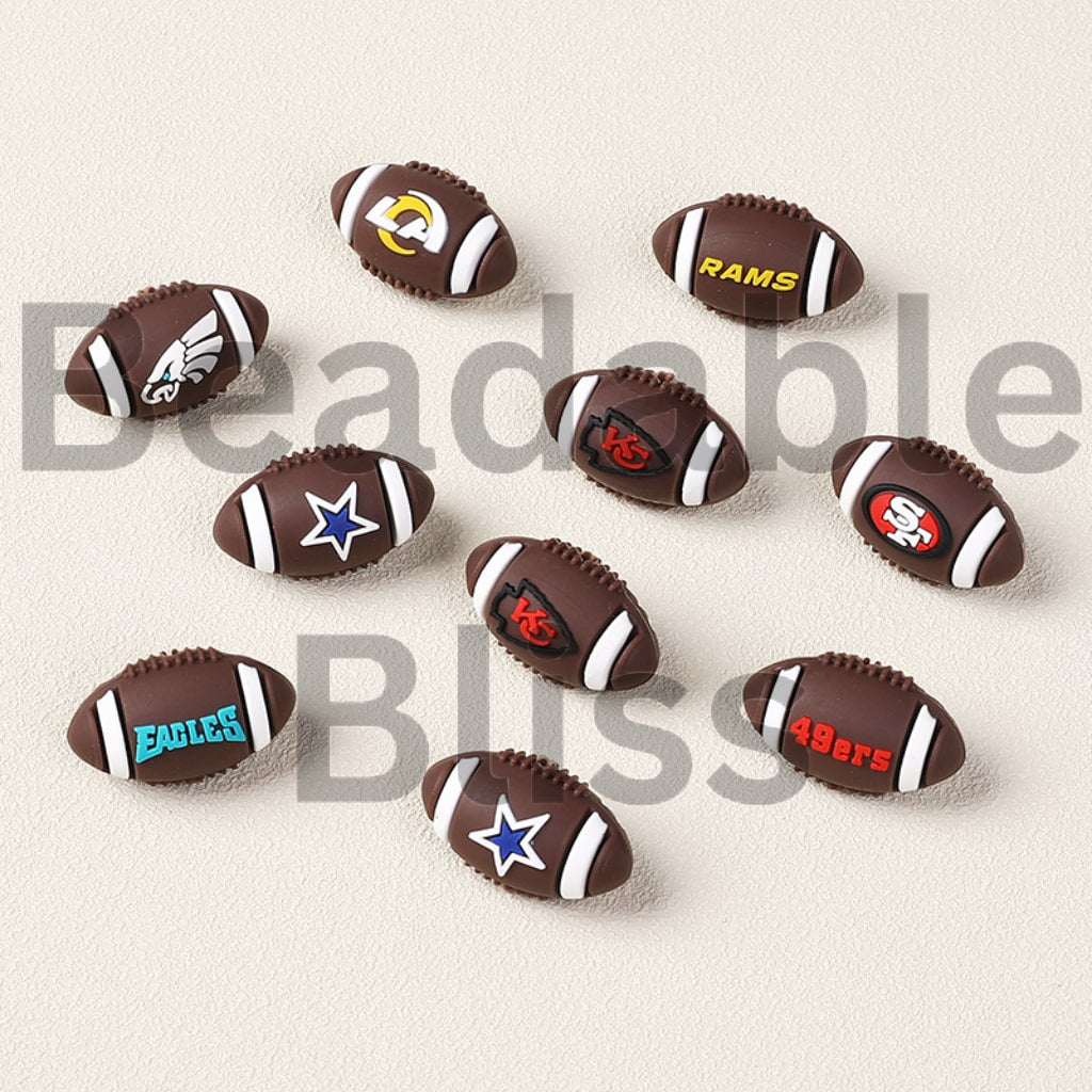 3D American USA Football Team Sports Los Angeles Ram San Francisco 49er Kansas Chief Dallas Cowboy Philadelphia Eagle Silicone Focal Beads