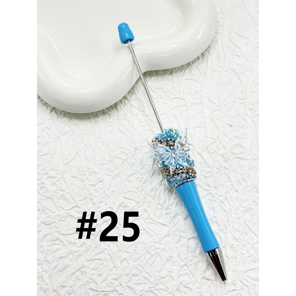 DIY Vivid Butterfly Small Flower with Clear Rhinestone Chain Beadable Pen