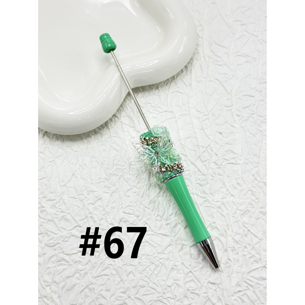 DIY Vivid Butterfly Small Flower with Clear Rhinestone Chain Beadable Pen