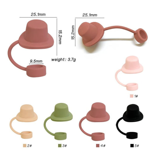 Mini Cute Hat Cap Food Grade Cup Tumbler Silicone Straw Topper, Random Mix