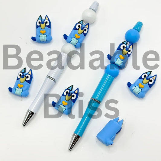 3D Mini Cute Blue Puppy Dog Cartoon Silicone Focal Beads