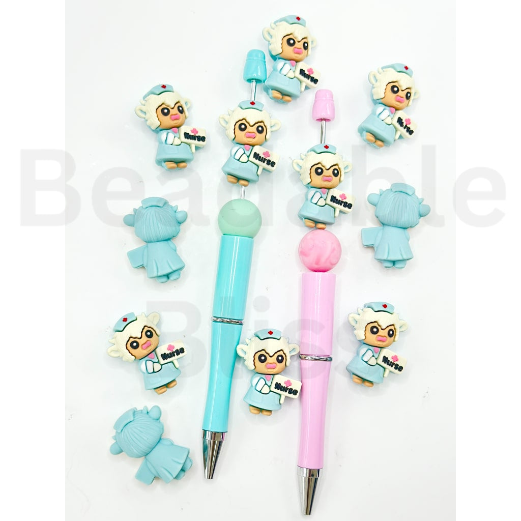 3D Little Cute Nurse Sheep Hospital Silicone Focal Beads