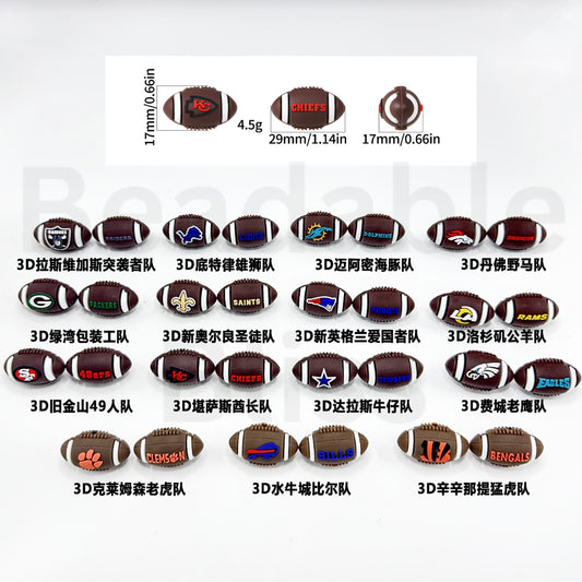 3D American USA Football Team Sports Silicone Focal Beads