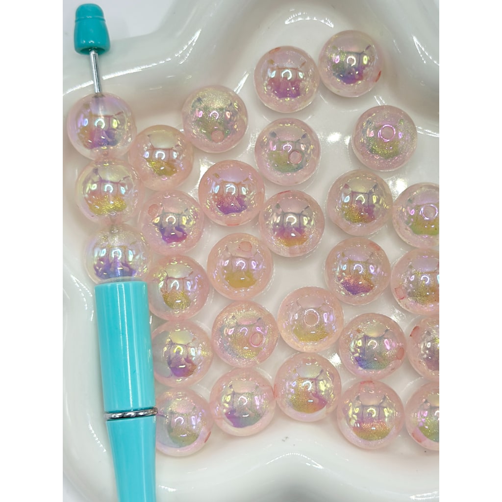 Bling Bling Glossy Luminous Shooting Star Effect Round Acrylic Beads, 16MM