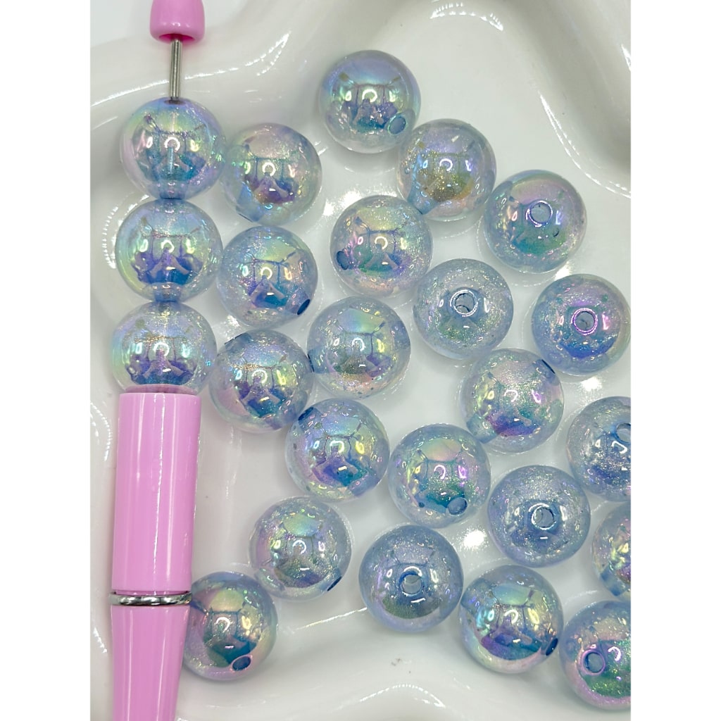 Bling Bling Glossy Luminous Shooting Star Effect Round Acrylic Beads, 16MM