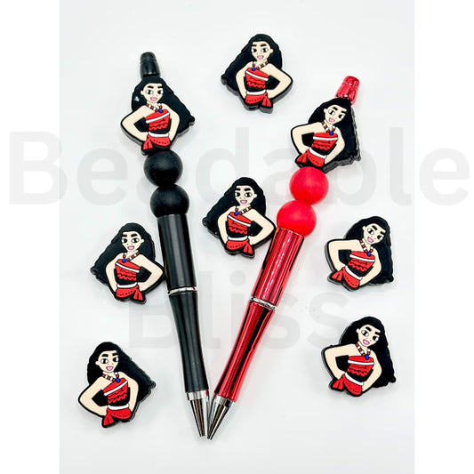 Beautiful Girl Woman with Black Hair Moan Cartoon  Silicone Focal Beads