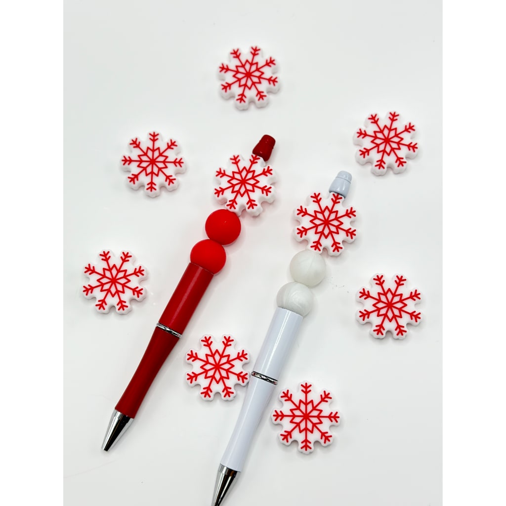 Vivid Cute Red Snow Flowers Christmas Winter Silicone Focal Beads