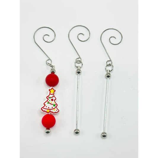 Metal Silver S-Shaped Swirl Hangers Hooks with Keychain Bar for Christmas Ornaments Accessories, Around 124MM for the Total Length