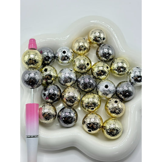 Shiny Metallic Color Bumpy Round Acrylic Beads, Random Mix, 20MM