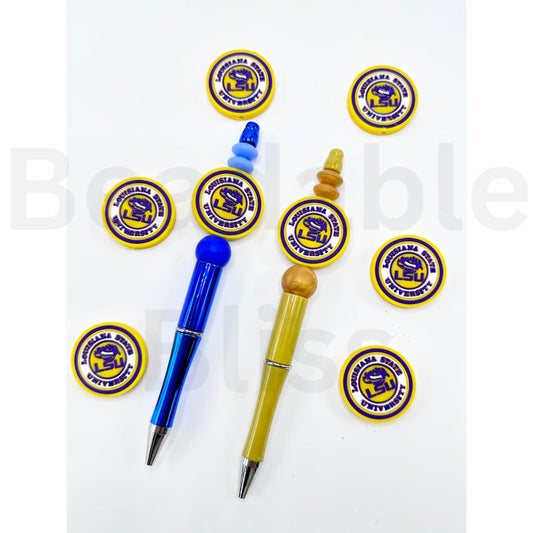 Louisiana State University School Badge Seal Silicone Focal Beads