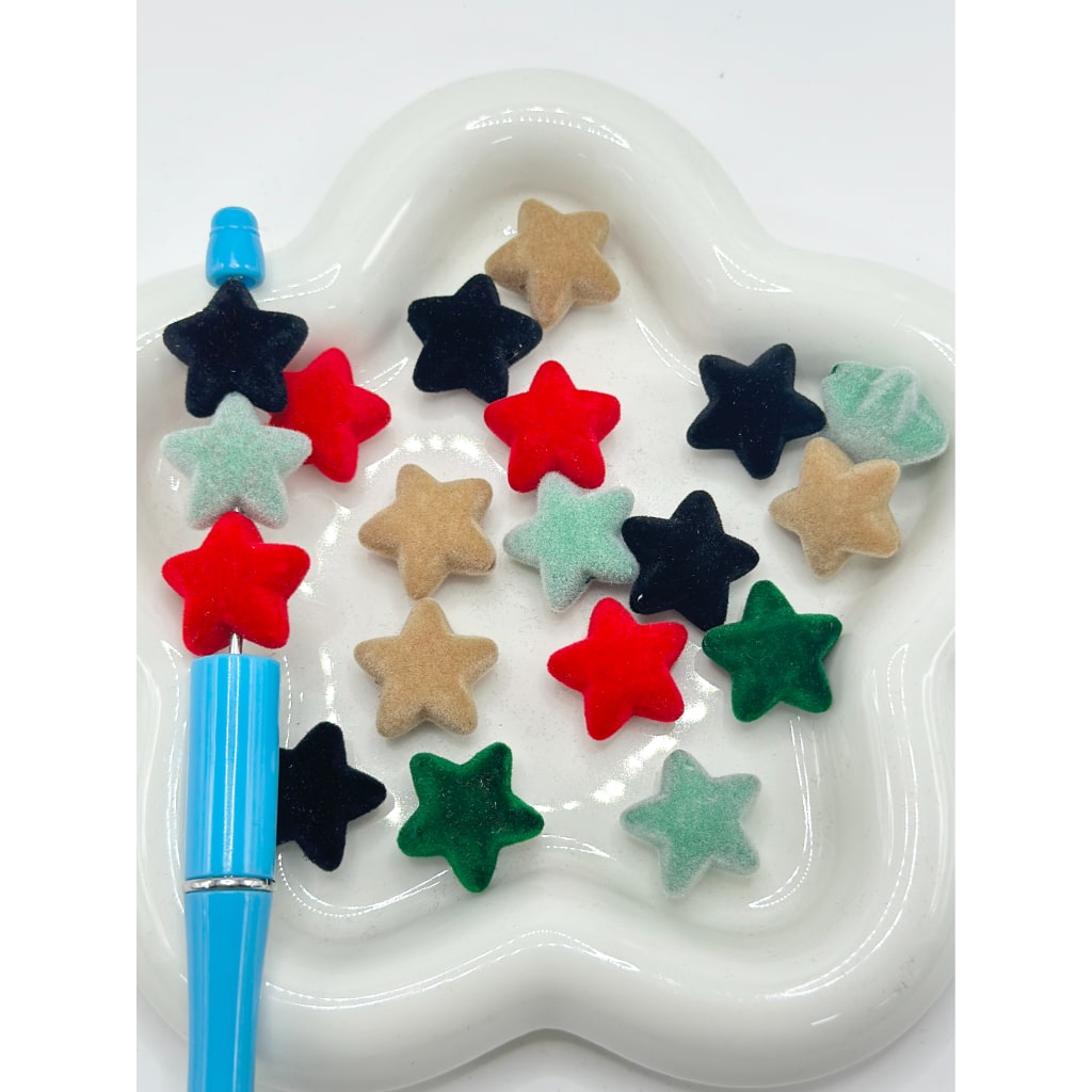 Acrylic Star Beads with Flocked Finish, Mix of Star Shaped Acrylic Beads, Size 19mm