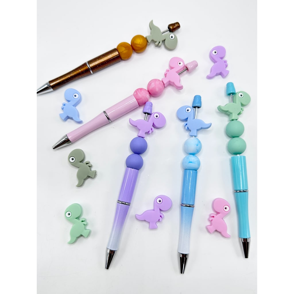 Little Cute Dinosaurs in Solid Colors Silicone Focal Beads