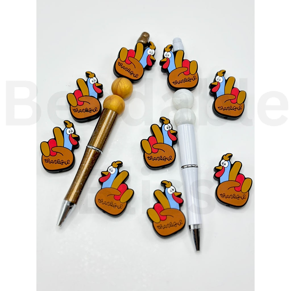 Cute Thanksgiving Turkey Finger Silicone Focal Beads