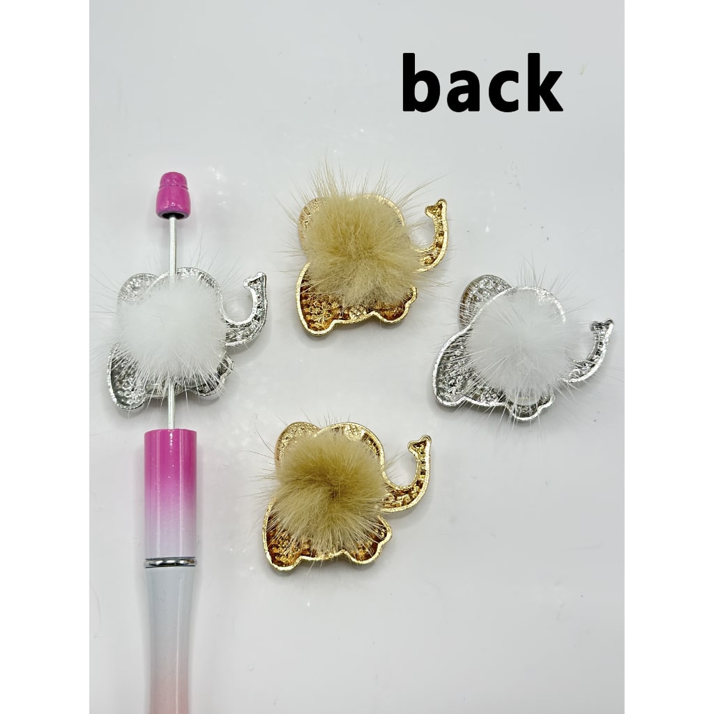 Pom Pom Alloy Elephant Clay Beads with Clear Rhinestone, Around 39*34MM