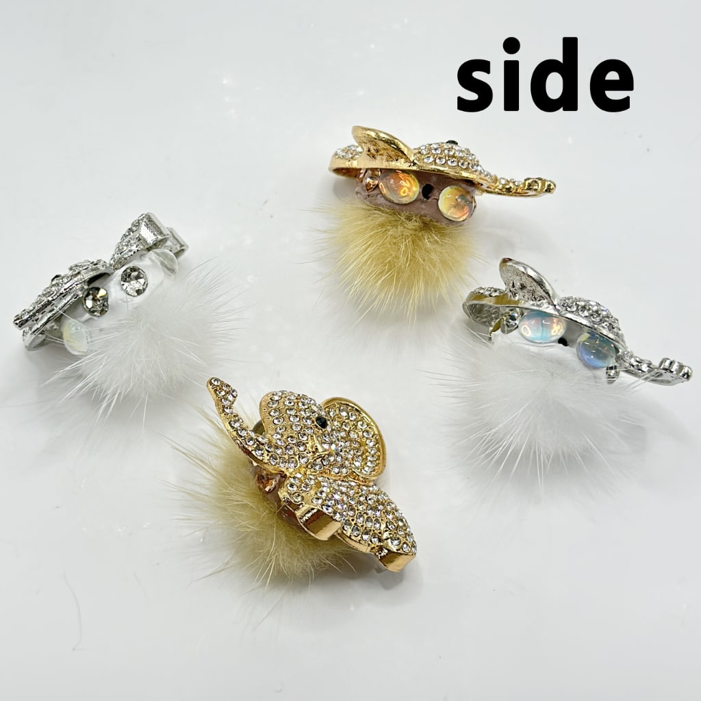 Pom Pom Alloy Elephant Clay Beads with Clear Rhinestone, Around 39*34MM