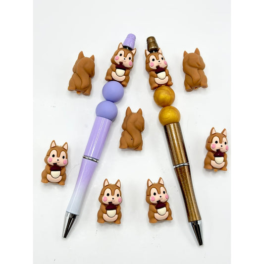 3D Little Cute Squirrel Silicone Focal Beads