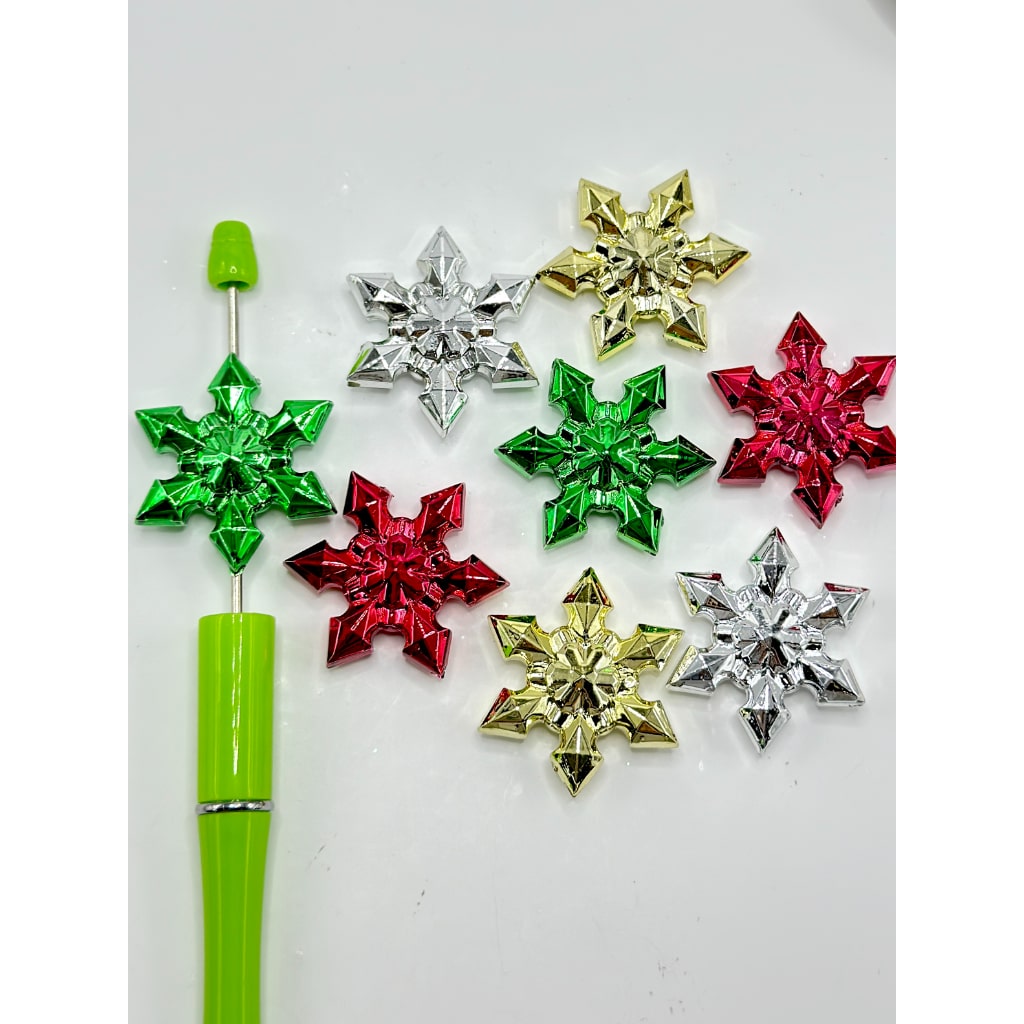 Acrylic Snowflake Beads, Mix of Christmas Theme SnowFlakes Acrylic Beads, Size 36mm