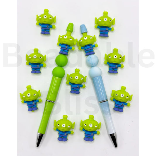 3D Green Alien Toy Stor Cartoon Silicone Focal Beads