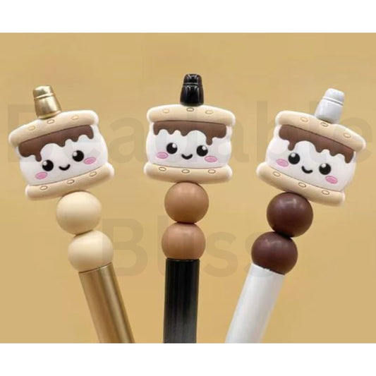 Smile Face S'more Cookie Sandwich Hamburger Silicone Focal Beads