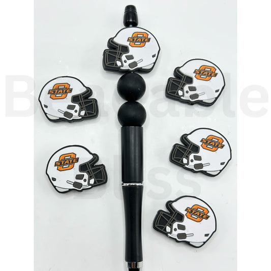 USA America College University Football Teams Oklahoma State Cowbo Helmet Silicone Focal Beads