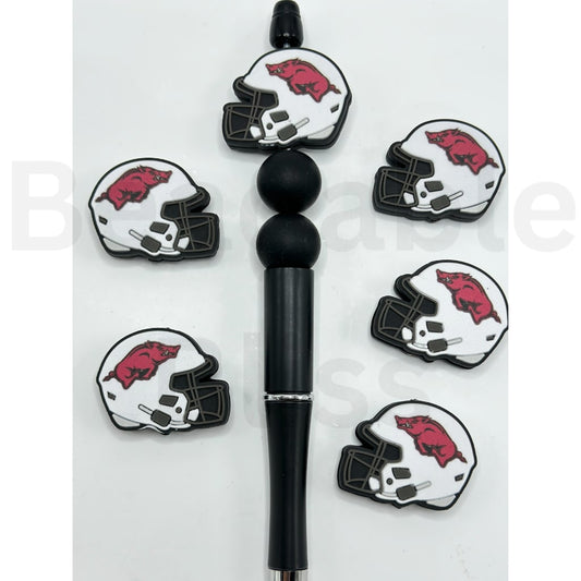 USA America College University Football Teams Arkansas Razorbac Helmet Silicone Focal Beads