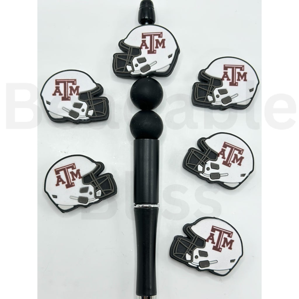 USA America College University Football Teams Texas A&M Aggi Helmet Silicone Focal Beads