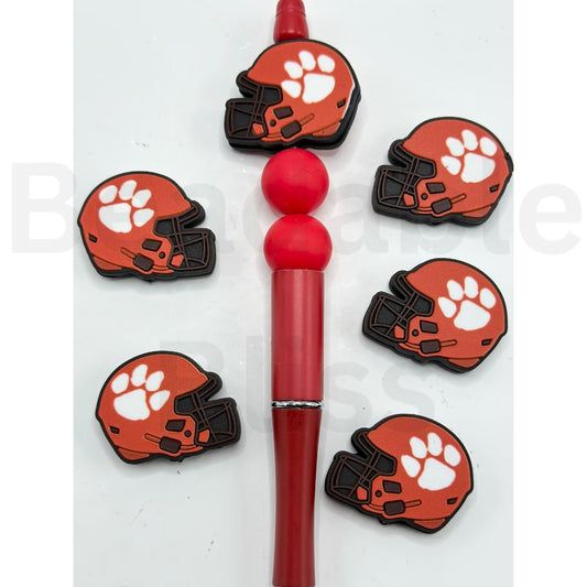 USA America College University Football Teams Clemson Tige Helmet Silicone Focal Beads