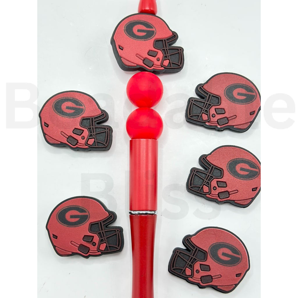 USA America College University Football Teams Georgia Bulldo Helmet Silicone Focal Beads