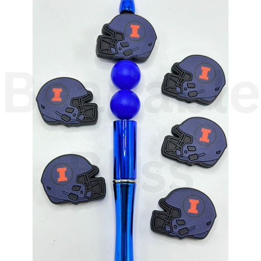 USA America College University Football Teams Illinois Fighting Illin Helmet Silicone Focal Beads