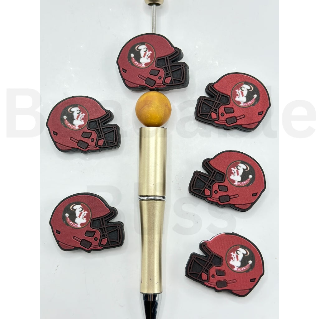 USA America College University Football Teams Florida State Seminol Helmet Silicone Focal Beads