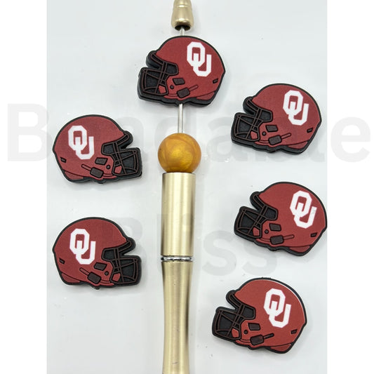 USA America College University Football Teams Oklahoma Soone Helmet Silicone Focal Beads