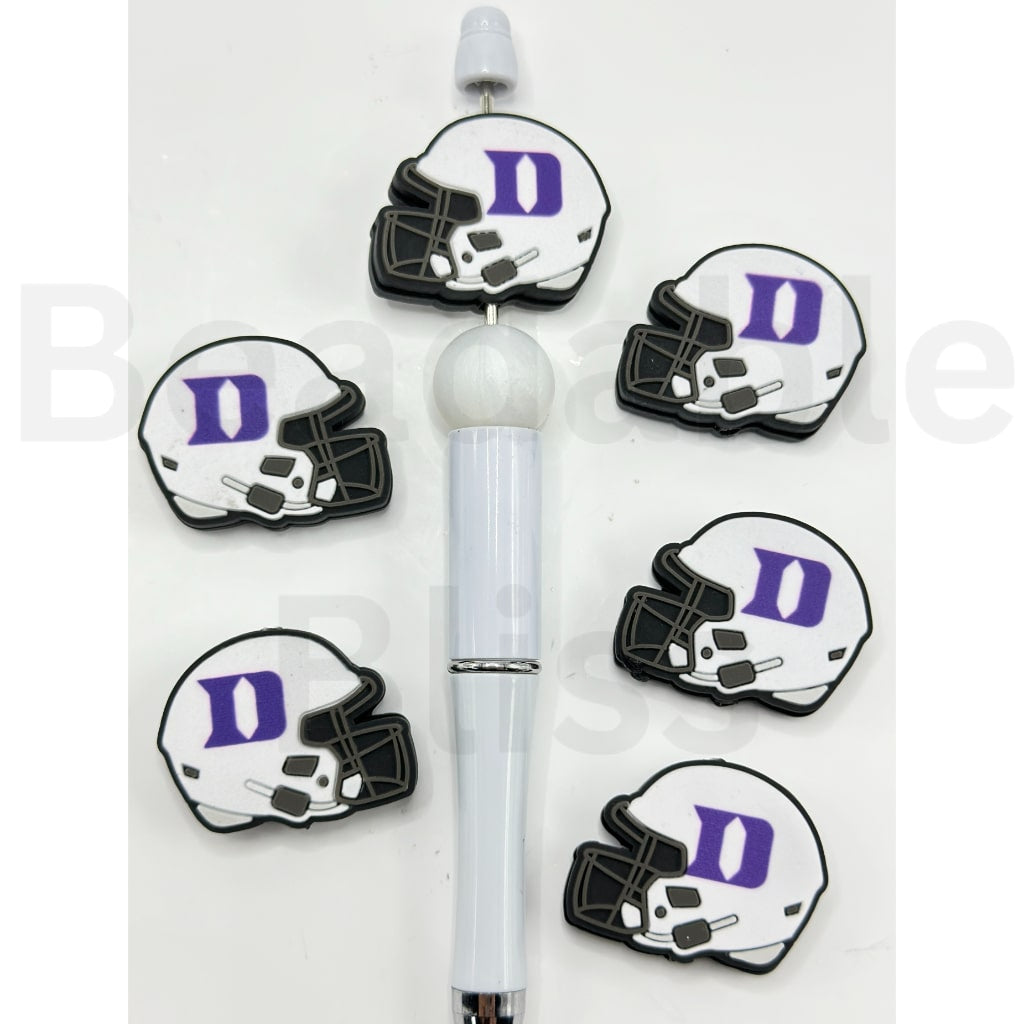 USA America College University Football Teams Duke Blue Devi Helmet Silicone Focal Beads